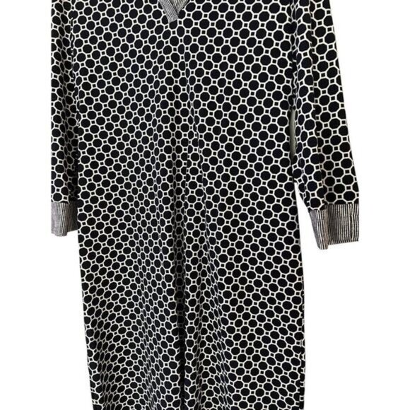 J. McLaughlin Black Knit Falcon Dress Geometric Print Collared Women's Medium - Picture 5 of 5